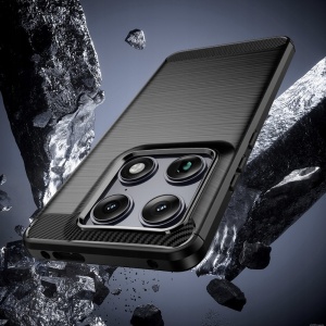 Husa pentru Motorola Signature, , din Silicon Slim, cu textura Fibra Carbon, Skyddar Carbon Silicone, set cu sticker, Negru - Img 5