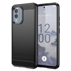 Husa pentru Nokia X30, , din Silicon Slim, cu textura Fibra Carbon, Skyddar Carbon Silicone, set cu sticker, Negru