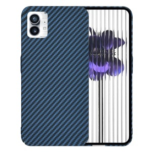 Husa pentru Nothing Phone (1), SKYDDAR INNOVATION, textura carbon, Carbonite FiberShell, set cu sticker, Cyan,
