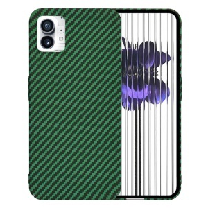 Husa pentru Nothing Phone (1), SKYDDAR INNOVATION, textura carbon, Carbonite FiberShell, set cu sticker, Verde,