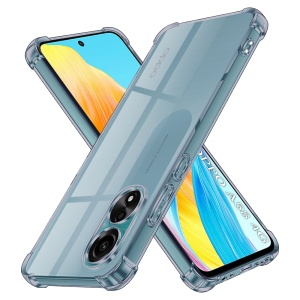 Husa pentru Oppo A58 4G, SKYDDAR INNOVATION, Shockproof Clear Silicone, Silicon Slim, set cu sticker, Fumuriu