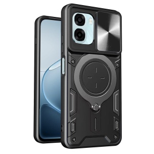 Husa pentru Oppo A6x / A6k, Inel Magnetic, Protectie Camera, set cu sticker, CamGuard Pro, Negru