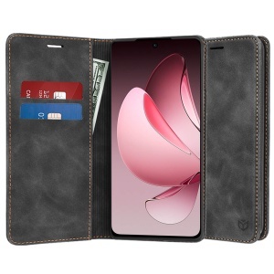 Husa pentru Oppo Reno13 F 4G / Reno13 F 5G / Reno13 FS 5G, SKYDDAR INNOVATION, Soft Wallet, tip Carte, din piele Eco Premium cu Portofel Interior, Negru, set cu sticker