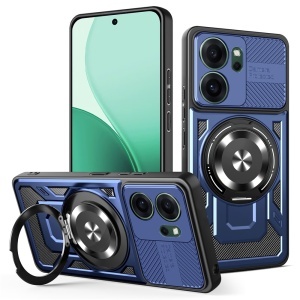Husa pentru Oppo Reno14 FS 5G / Reno14 F, Inel Magnetic, Antisoc, set cu sticker, RuggedCam, Albastru