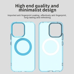 Husa pentru Oppo Reno14, MagSafe, Antisoc, set cu sticker, CandyCase, Albastru - Img 4