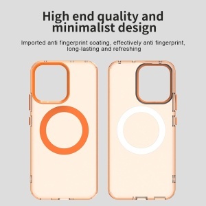 Husa pentru Oppo Reno14, MagSafe, Antisoc, set cu sticker, CandyCase, Portocaliu - Img 4