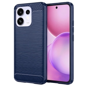 Husa pentru Oppo Reno16 / Reno16 Pro din Silicon Slim, cu textura Fibra Carbon, set cu sticker, Carbon Silicone, Albastru
