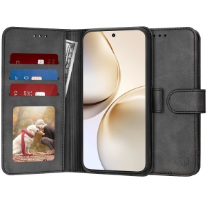 Husa pentru Realme 14 Pro+, SKYDDAR INNOVATION, Diary Book, tip carte cu Portofel Interior, Protectie la socuri, Negru, set cu sticker