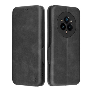 Husa pentru Realme 14 Pro+, SKYDDAR INNOVATION, Pocket Safe, tip carte din Piele Ecologica, Suport Carduri, Inchidere Magnetica, set cu sticker, Negru - Img 1