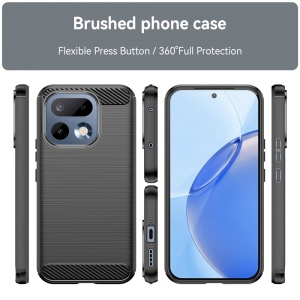 Husa pentru Realme 16 Pro, , din Silicon Slim, cu textura Fibra Carbon, Skyddar Carbon Silicone, set cu sticker, Negru - Img 2