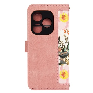  Husa pentru Realme GT 6 / GT 6T din Piele Ecologică cu Design Floral, Protecție 360°, Stand Integrat, Buzunare pentru Carduri, SKDR Floral Wallet - Roz - Img 4