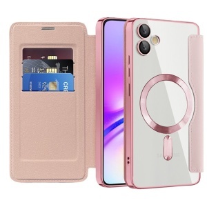 Husa pentru Samsung Galaxy A05 tip carte, SKYDDAR INOVATION, SmartMag Book, Magsafe, RFiD, Suport Carduri, set cu sticker, Roz