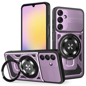 Husa pentru Samsung Galaxy A25 5G, SKYDDAR INNOVATION, RuggedCam, Inel magnetic antisoc, set cu sticker, Mov