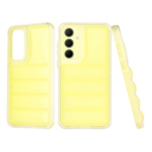 Husa pentru Samsung Galaxy A35 5G, anti soc, margini ridicate, design modern, set cu sticker, wave shield, Galben