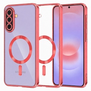 Husa pentru Samsung Galaxy A37 5G cu protectie camera, Antisoc, MagSafe, set cu sticker, Luxury Shield Magsafe, Rosu