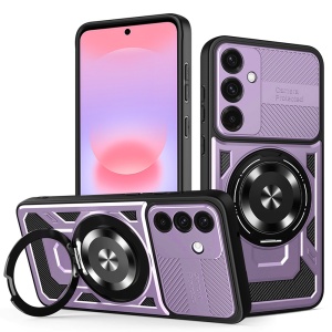 Husa pentru Samsung Galaxy A37 5G, Inel Magnetic, Antisoc, set cu sticker, RuggedCam, Mov