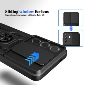 Husa pentru Samsung Galaxy A37 5G, SKYDDAR INNOVATION, CamShield, Inel magnetic, set cu sticker, Auriu - Img 7