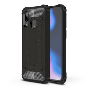 Husa pentru Samsung Galaxy A40, SKYDDAR INNOVATION, Hybrid Armor, din Plastic Dur, Margini Cauciucate, Antisoc, set cu sticker, Negru