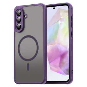 Husa pentru Samsung Galaxy A56 5G, Slim, Antisoc, Mat, Magsafe, set cu sticker, HaloFrost II, Mov