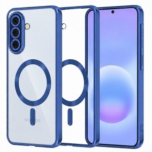Husa pentru Samsung Galaxy A57 5G cu protectie camera, Antisoc, MagSafe, set cu sticker, Luxury Shield Magsafe, Albastru