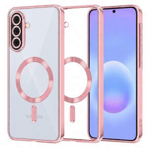 Husa pentru Samsung Galaxy A57 5G cu protectie camera, Antisoc, MagSafe, set cu sticker, Luxury Shield Magsafe, Roz