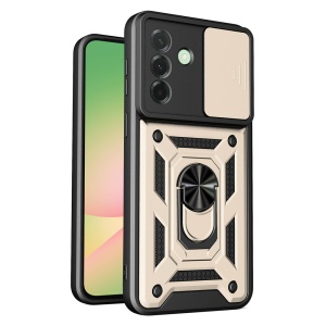 Husa pentru Samsung Galaxy A57 5G, SKYDDAR INNOVATION, CamShield, Inel magnetic, set cu sticker, Auriu