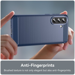Husa pentru Samsung Galaxy A57 5G, SKYDDAR INNOVATION, Carbon Silicone, din Silicon Slim, cu textura Fibra Carbon, set cu sticker, Albastru - Img 5