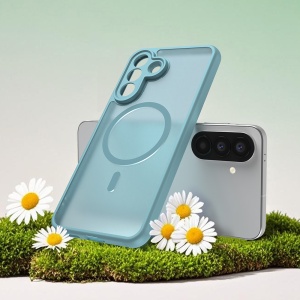 Husa pentru Samsung Galaxy A57 5G, SKYDDAR INNOVATION, HaloFrost MagSafe II, Antisoc, set cu sticker, Verde menta - Img 4