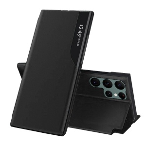 Husa pentru Samsung Galaxy S22 Ultra 5G, tip carte, set cu sticker, eFold, Negru