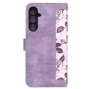  Husa pentru Samsung Galaxy S23 FE din Piele Ecologică cu Design Floral, Protecție 360°, Stand Integrat, Buzunare pentru Carduri, SKDR Floral Wallet - Mov - Img 4