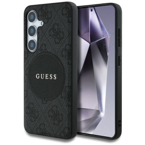 Husa pentru Samsung Galaxy S25, Circle Classic Logo MagSafe, Guess, Negru