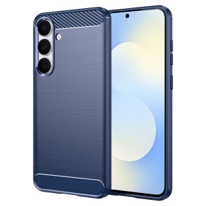Husa pentru Samsung Galaxy S25 FE, Antisoc, set cu sticker, CarbonFiber, Albastru