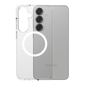 Husa pentru Samsung Galaxy S25 Plus, PanzerGlass, CARE Flagship Urban Combat White Qi Compatible, Anti-Soc 4.8m, Anti-Ingalbenire, Design Slim, Compatibila MagSafe, Transparenta