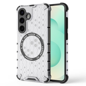 Husa pentru Samsung Galaxy S25 Plus, SKYDDAR INNOVATION, HoneyComb Shield MagSafe, Alb, set cu sticker