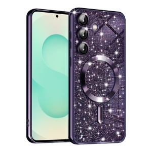 Husa pentru Samsung Galaxy S25 Plus, SKYDDAR INNOVATION, Luxury Glitter Magsafe, Antisoc, Fundal Detasabil 2-in-1, Margini Ridicate, set cu sticker, Mov