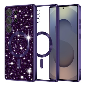 Husa pentru Samsung Galaxy S25 Ultra, SKYDDAR INNOVATION, Luxury Glitter Magsafe, Antisoc, Fundal Detasabil 2-in-1, Margini Ridicate, set cu sticker, Mov