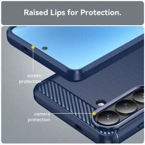 Husa pentru Samsung Galaxy S26 Edge, SKYDDAR INNOVATION, Carbon Silicone, din Silicon Slim, cu textura Fibra Carbon, set cu sticker, Albastru - Img 6