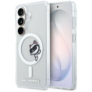 Husa pentru Samsung Galaxy S26 - Karl Lagerfeld IML Choupette Peekaboo Logo MagSafe (KLHMS26S6HCPSCT) - White