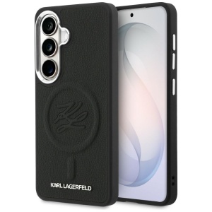 Husa pentru Samsung Galaxy S26, Leather with Initial Logo Debossed MagSafe, Karl Lagerfeld, Negru