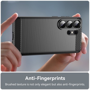 Husa pentru Samsung Galaxy S26 Ultra, , din Silicon Slim, cu textura Fibra Carbon, Skyddar Carbon Silicone, set cu sticker, Negru - Img 4