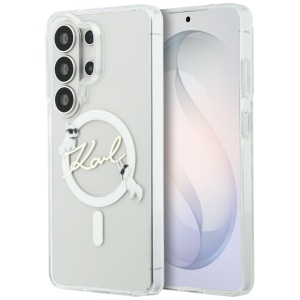 Husa pentru Samsung Galaxy S26 Ultra - Karl Lagerfeld IML Choupette Karl Script Logo MagSafe (KLHMS26L5HKSCAH) - White
