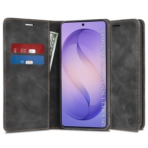Husa pentru Samsung Galaxy S26 Ultra, SKYDDAR INNOVATION, Confy Cover tip Carte din piele Eco Premium, cu Portofel Interior, set cu sticker, Negru