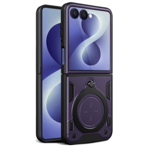 Husa pentru Samsung Galaxy Z Flip8, Inel Magnetic, Protectie Camera, set cu sticker, CamGuard Pro, Mov