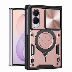 Husa pentru Samsung Galaxy Z Fold8, Inel Magnetic, Protectie Camera, set cu sticker, CamGuard Pro, Roz auriu