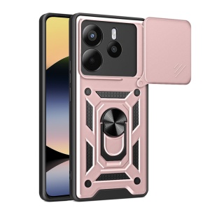 Husa pentru telefon, SKYDDAR INNOVATION, Xiaomi Redmi Note 14 4G (164,84 x 78,15 x 8,16mm), CamShield, Antisoc, Inel Magentic, set cu sticker, Roz