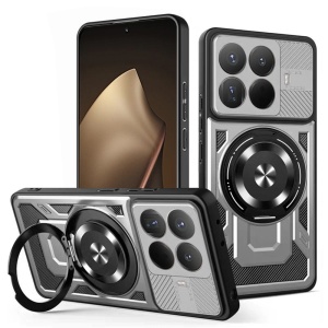 Husa pentru Xiaomi 15T Pro, Inel Magnetic, Antisoc, set cu sticker, RuggedCam, Gri