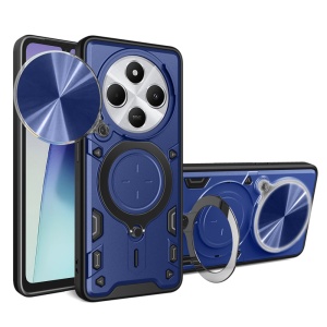 Husa pentru Xiaomi Redmi 14C / Poco C75 cu Inel Magnetic, Protectie Camera, set cu sticker, CamGuard Pro, Albastru