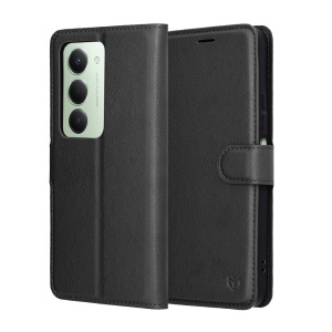 Husa pentru Xiaomi Redmi 15 5G / Redmi 15 4G, SKYDDAR INNOVATION, Leather Folio tip Carte, cu Portofel Interior, Finisaje Premium, set cu sticker, Negru