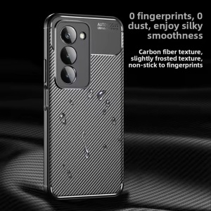 Husa pentru Xiaomi Redmi 15 5G / Redmi 15 4G, SKYDDAR INNOVATION, CarbonFiber, Antisoc, set cu sticker, Negru - Img 5