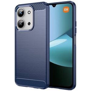 Husa pentru Xiaomi Redmi 15C 4G, SKYDDAR INNOVATION, Carbon Silicone, din Silicon Slim, cu textura Fibra Carbon, set cu sticker, Albastru